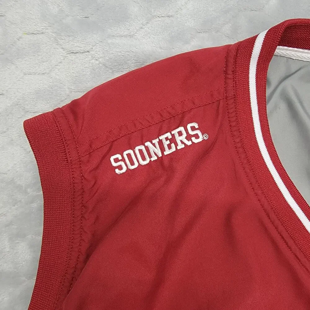 Vintage Red Oak Oklahoma Sooners Golf Wind Vest Pullover Mens XL Crimson